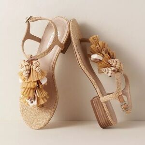 Anthropologie Charles by Charles David Boho Vacation Seashell Sandal - Size 8.5